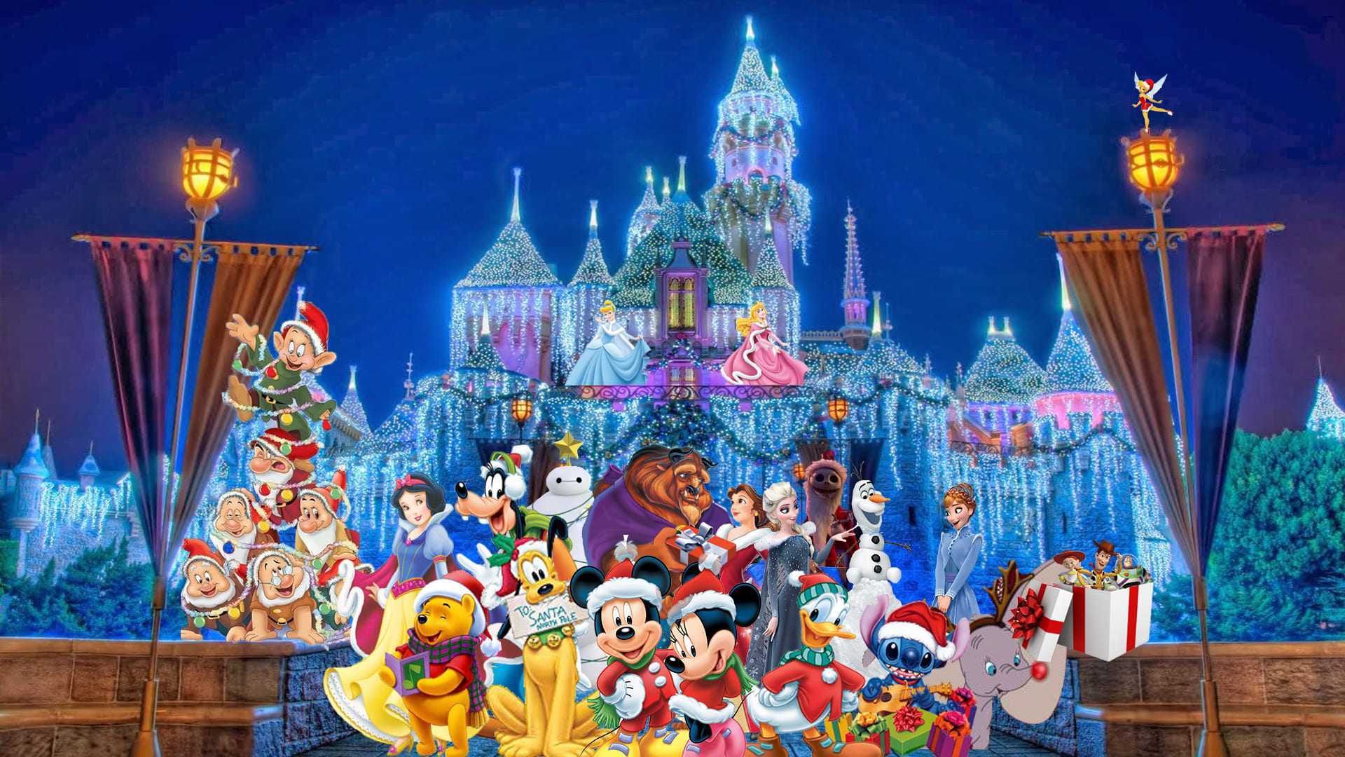 200+] Disney Christmas Wallpapers