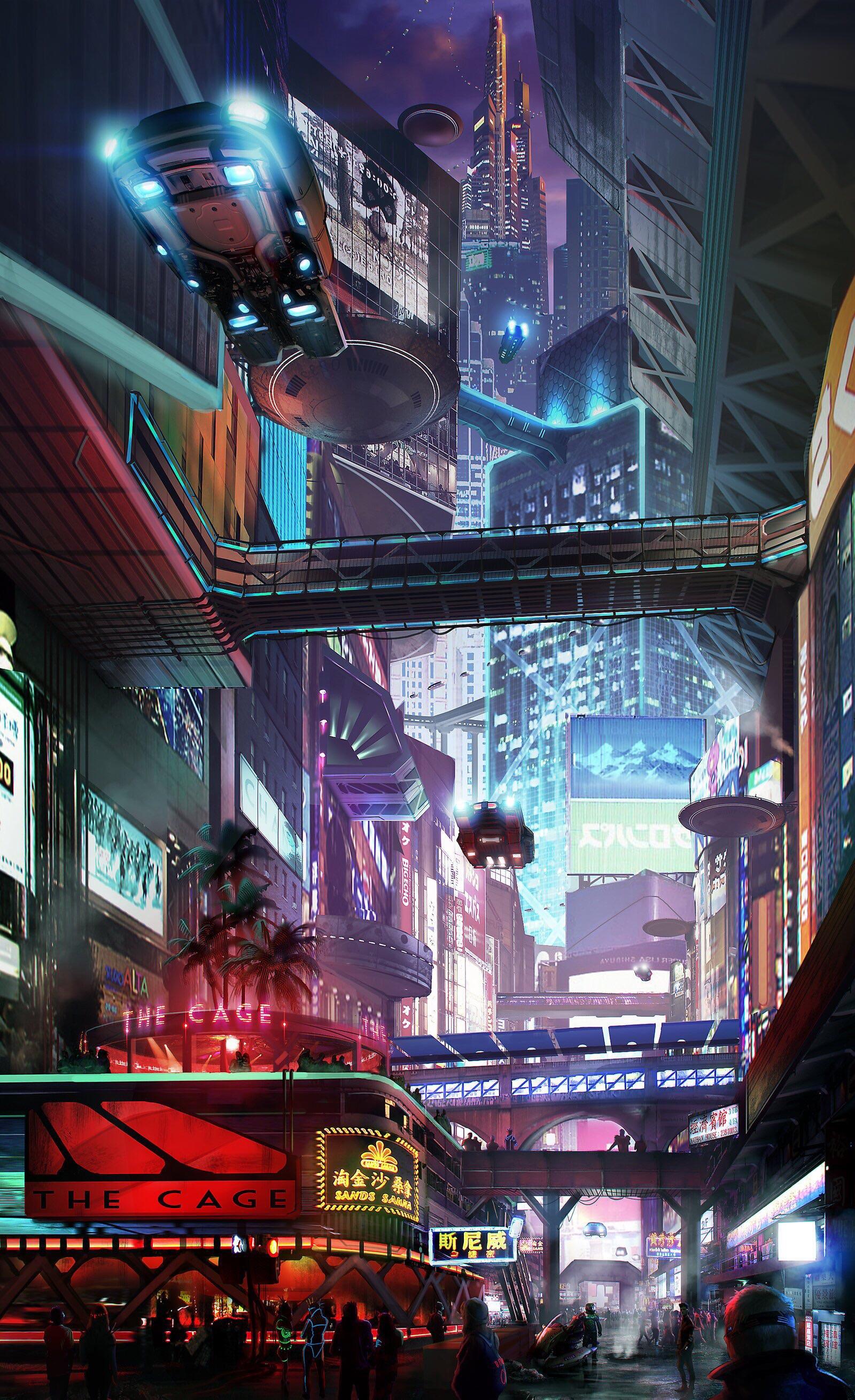 Download Futuristic Night City Cyberpunk 2077 Iphone Wallpaper