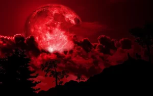 Desktop Red Moon Wallpaper