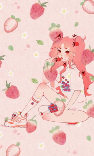 Strawberry Girl Wallpaper
