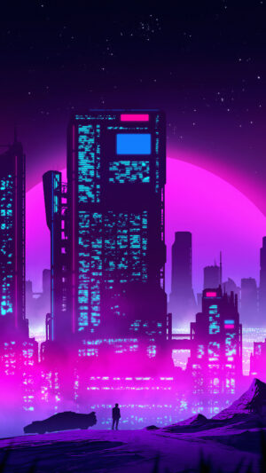 HD Synthwave Phone Wallpaper