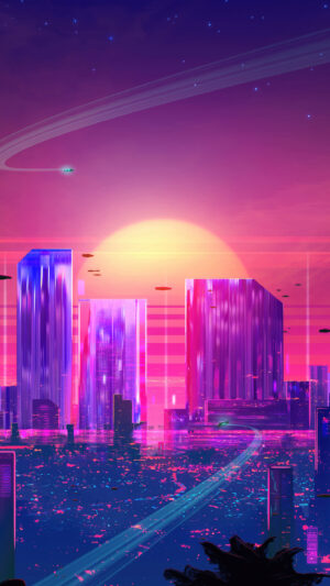 HD Synthwave Phone Wallpaper